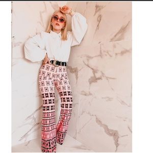 Zara Pink Printed Wide leg pants